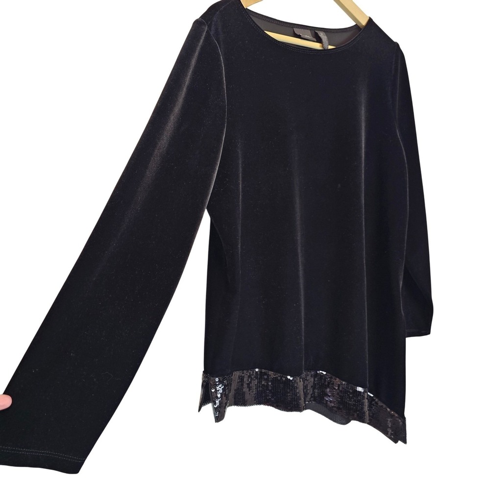 Chico's Velvet Black Sequins Party Top Bundle Pants Skirt Outfit Size 2 Large‎ - Picture 3 of 13